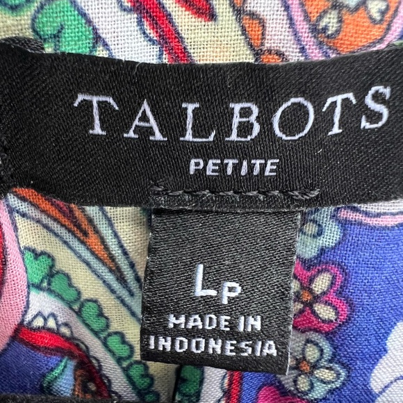 TALBOTS Floral Paisley 3/4 Sleeve  V Neck Tunic Top Women’s Large Petite NWT - Picture 3 of 12